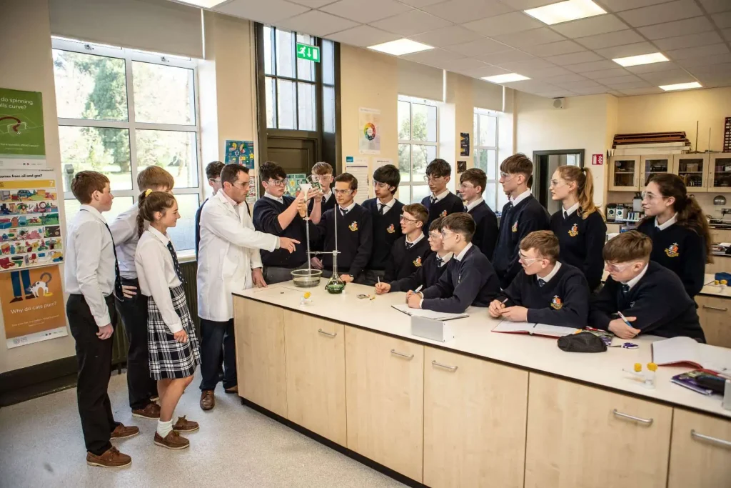 academic facilities - science experiment at Rockwell College